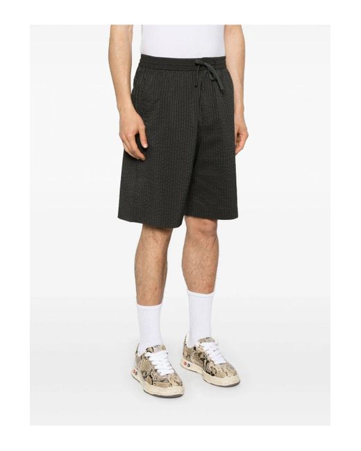 MAISON KITSUNE PARIS Black Elasticated Bermuda for men