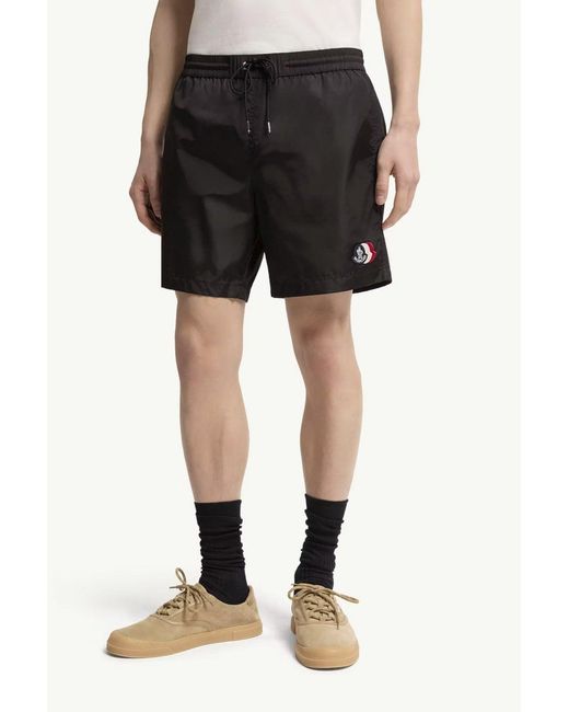 Moncler White Archive Logo Swimshorts for men