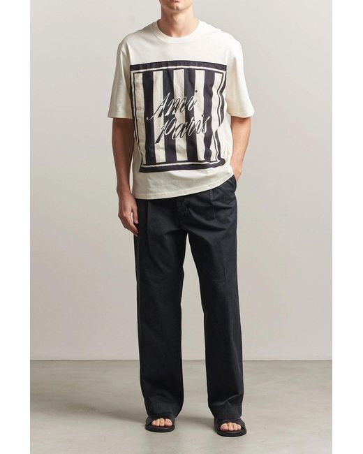 AMI White Boxy Sewn Scarf T Shirt for men