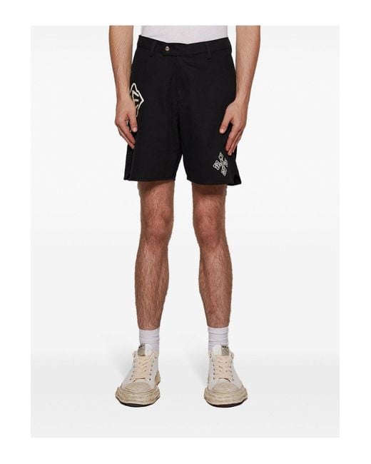 Rhude Black Cross Logo Twill Short for men