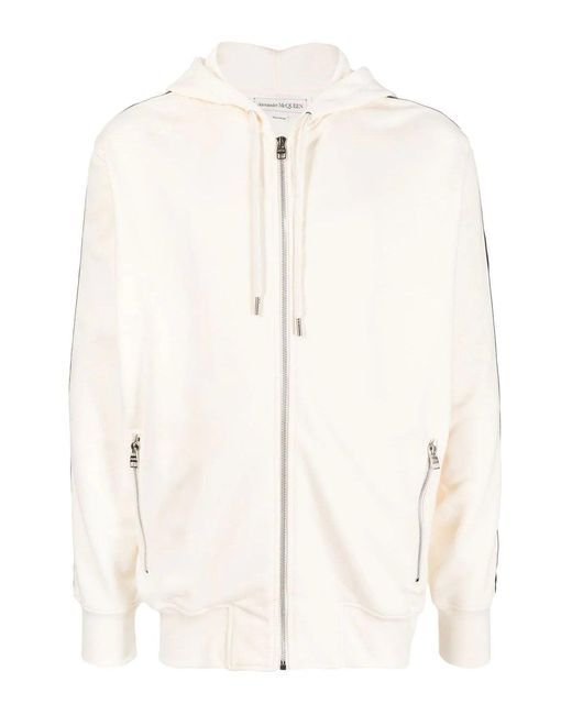 McQueen Natural Tape Detail Hooded Top for men