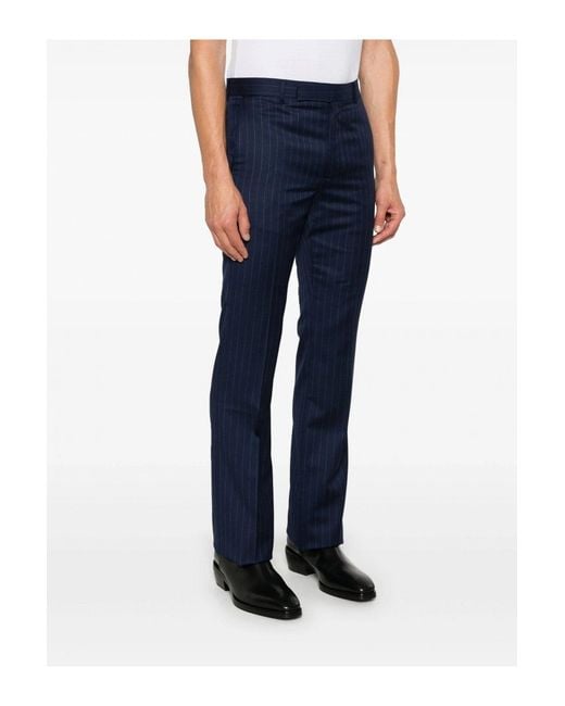 Givenchy Blue Virgin Wool Straight Leg Trousers for men
