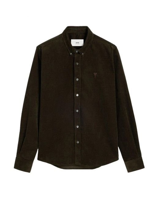 AMI Black Adc Corduroy Shirt