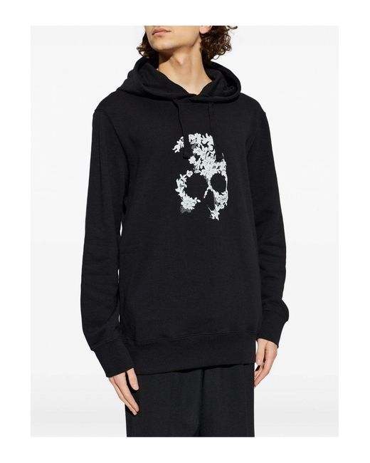 McQueen Blue Lace Skull Hooded Top for men