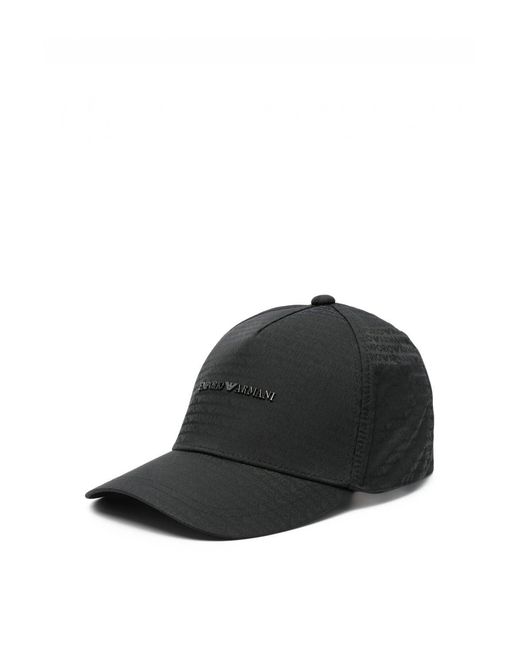 Emporio Armani Black Branded Baseball Cap for men