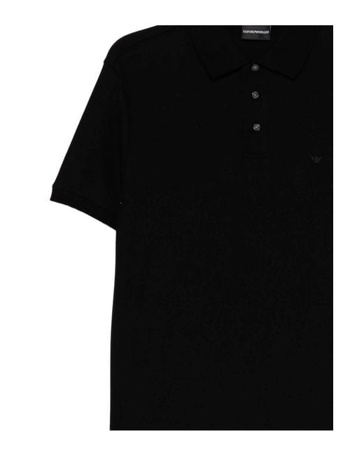 Emporio Armani Black Contrast Collar Poloshirt for men