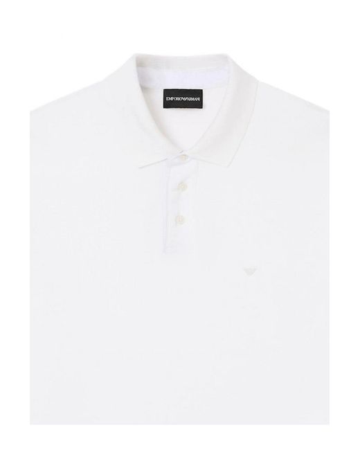 Emporio Armani White Contrast Collar Poloshirt for men