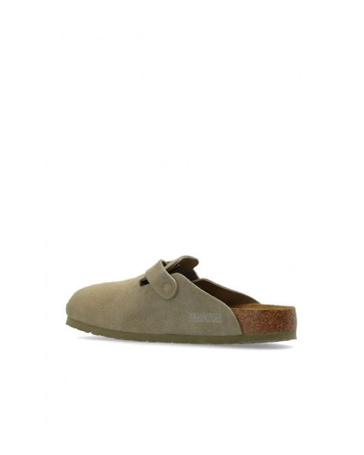 Birkenstock Green Boston Suede Leather Clogs for men