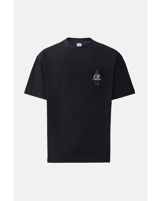 C P Company Black 30/1 Sailor Logo T Shirt for men