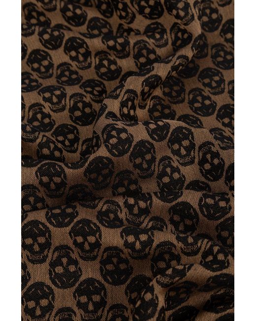McQueen Brown Skull Monogram Scarf for men