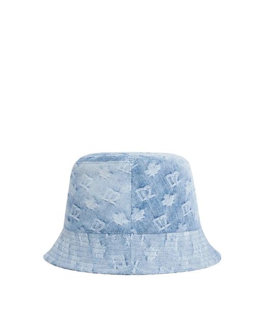 DSquared² Blue D2 Monogram Bucket Hat for men