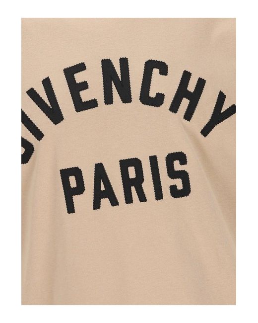 Givenchy Natural Embroidered Logo T Shirt for men