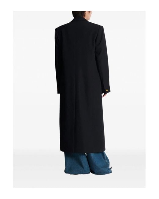 Balmain Black Gdp Long Wool Coat for men