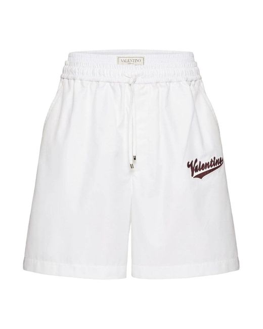 Valentino White Popeline Twill Shorts for men