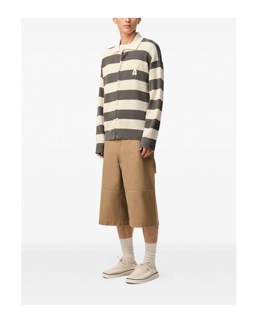 AMI Natural Ajoure Stripped Cotton Knit for men