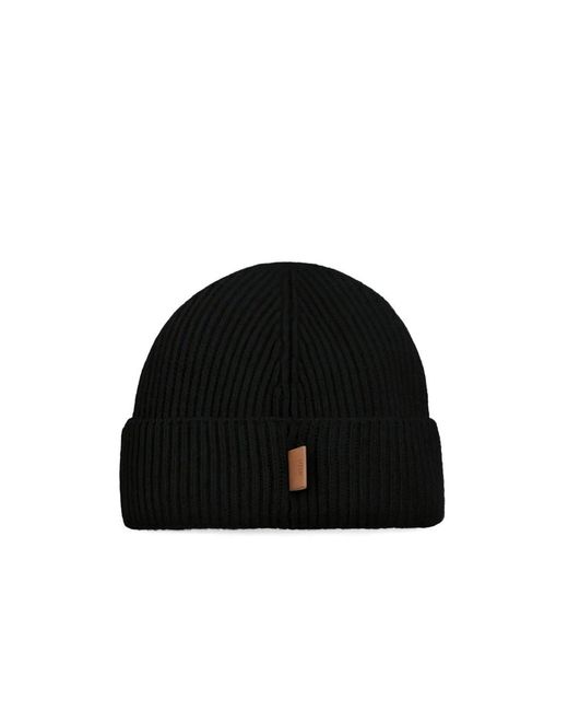 AMI Black Ami Label Wool Hat for men