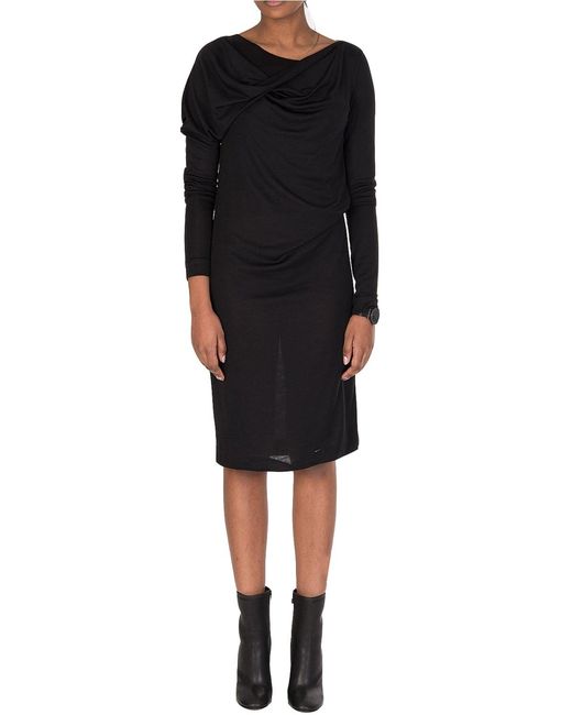 Maison Margiela Wool Silk Mix Ribbed Black Dress