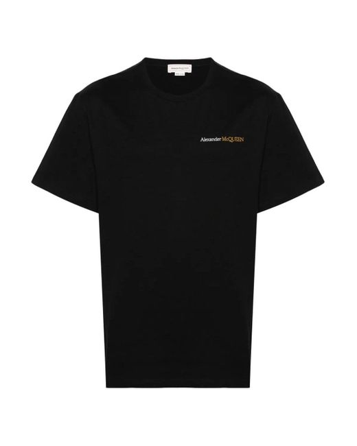 Alexander McQueen Black Mid Weight Jersey Logo T Shirt for men