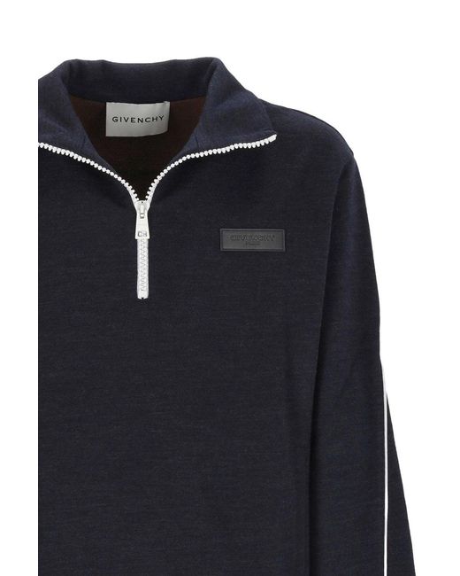 Givenchy Blue 1/4 Zip Wool Sweater for men