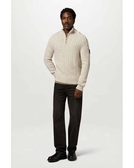 Belstaff White Westport Quarter Zip Sweater for men