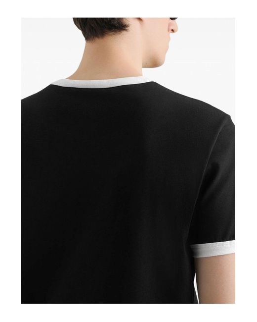 Dolce & Gabbana Black T-Shirt With A Logo And Velvet Finish for men