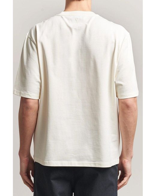 AMI White Boxy Sewn Scarf T Shirt for men
