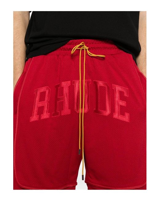 Rhude Red BAGGY Mesh Shorts for men
