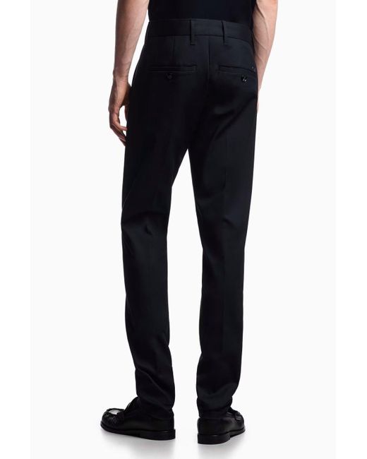 Emporio Armani Blue Comfort-gabardine Chinos for men