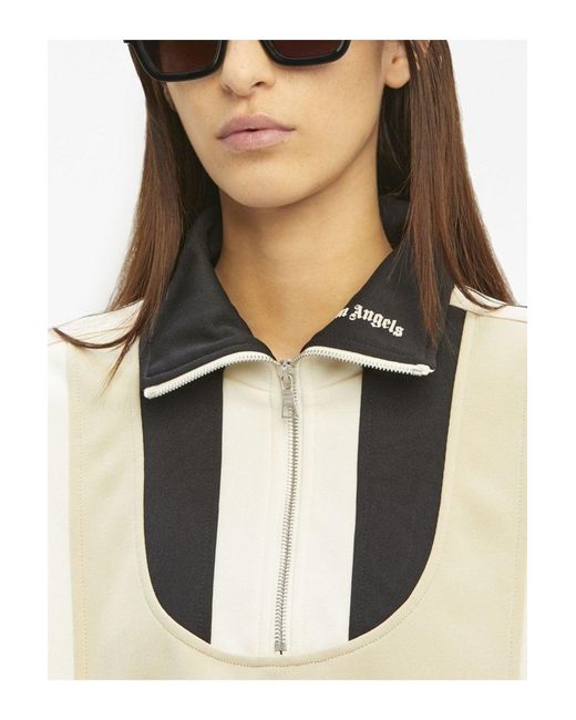 Palm Angels Natural Color-Block Half-Zip Jacket