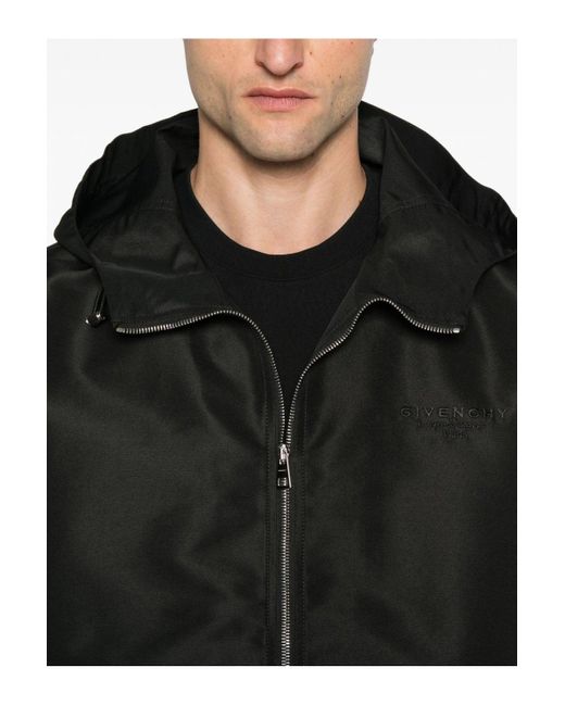 Givenchy Black Polyfaille Hoodie Windbreaker for men