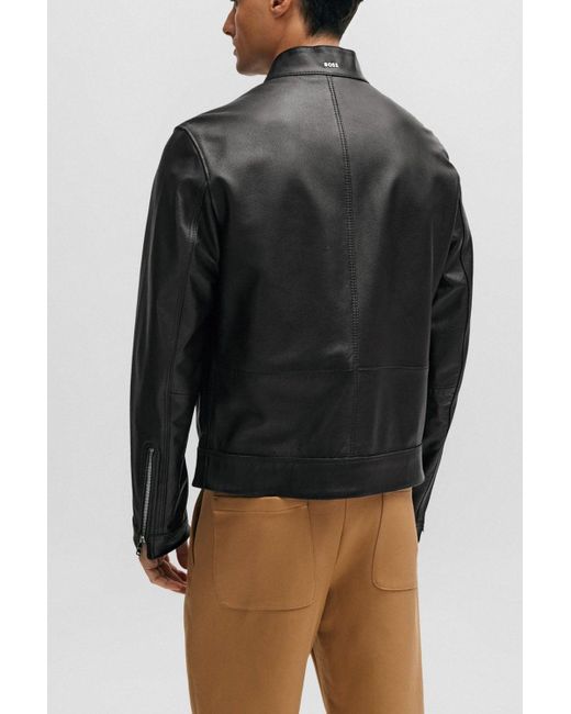 Boss Black Regular-fit Jacket In Grained Leather for men
