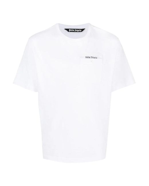 Palm Angels White Sartorial Tape Pocket Tee for men