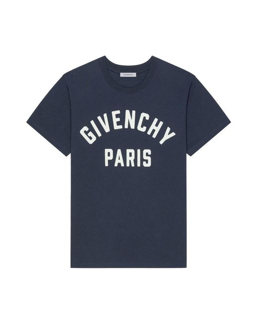 Givenchy Blue Regular Fit Paris T Shirt for men