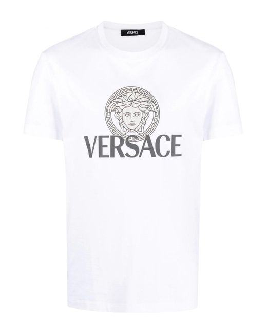 Versace White Medusa Branded Compact Cotton T Shirts for men