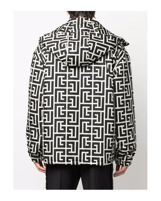 Balmain Black Monogram Nylon Jacket for men