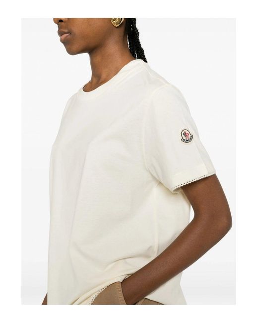 Moncler Natural Cotton Trim T Shirt