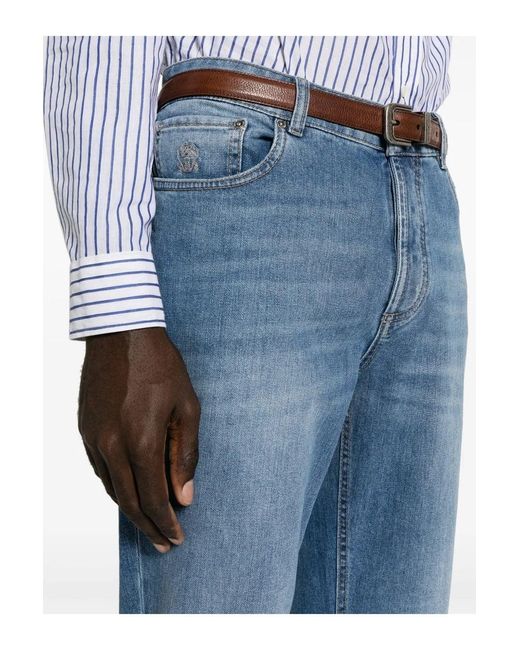 Brunello Cucinelli Blue 5 Pocket Denim Jeans for men