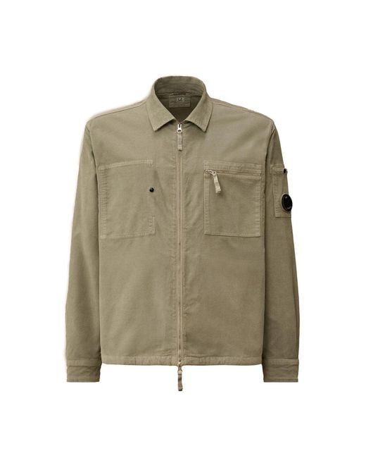 C P Company Green Corduroy Zip Overshirt for men