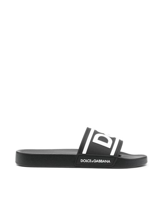Dolce & Gabbana Black D&g Branded Pool Sliders for men
