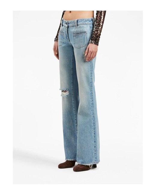 Palm Angels Womens Lw Denim Bootcut Jeans Blue
