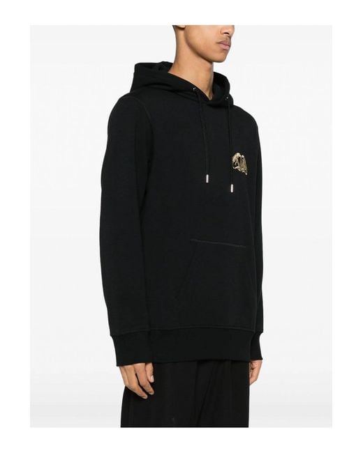 McQueen Black Seal Logo Cotton Hooded Top for men
