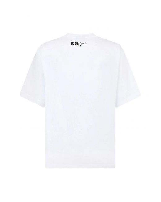 DSquared² White Iconique Belt Loose Fit Tee for men