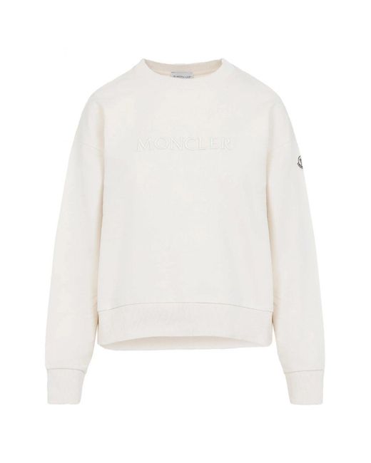 Moncler White Logo Patch Crewneck Sweatshirt