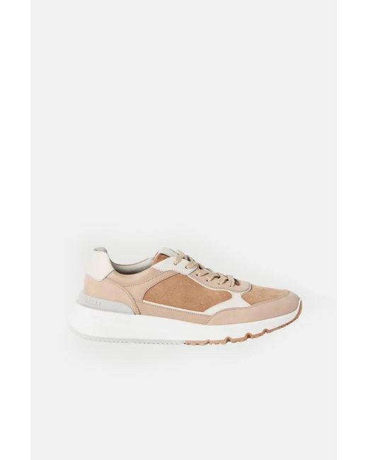 Brunello Cucinelli White Nubuck & Suede Sneakers for men