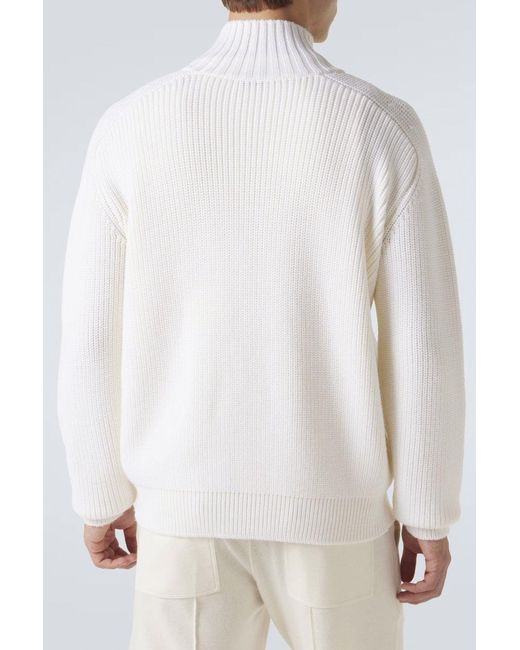 Tom Ford White Merino Half Zip Sweater for men