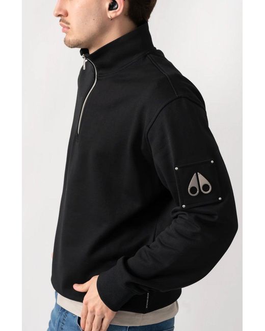 Moose Knuckles Black Hartsfield 1/4 Zip Sweatshirt for men