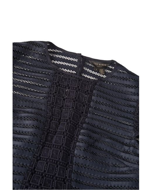 Ted Baker Blue Lace Panelled Black Top
