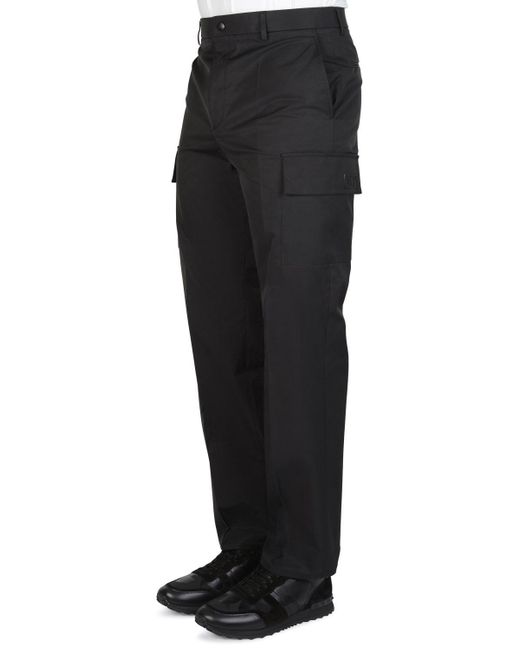 Valentino Black Cotton Trousers for men