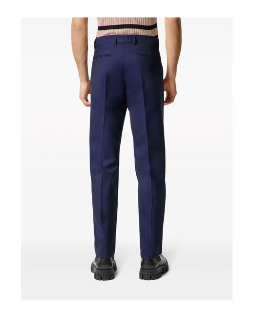 Versace Blue Wool Canvas Trousers for men