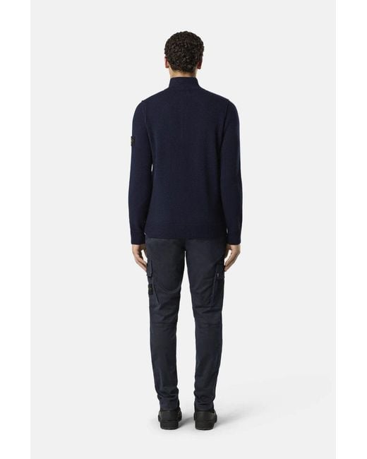 Stone Island Blue Button Thru 5100040 Sweater for men